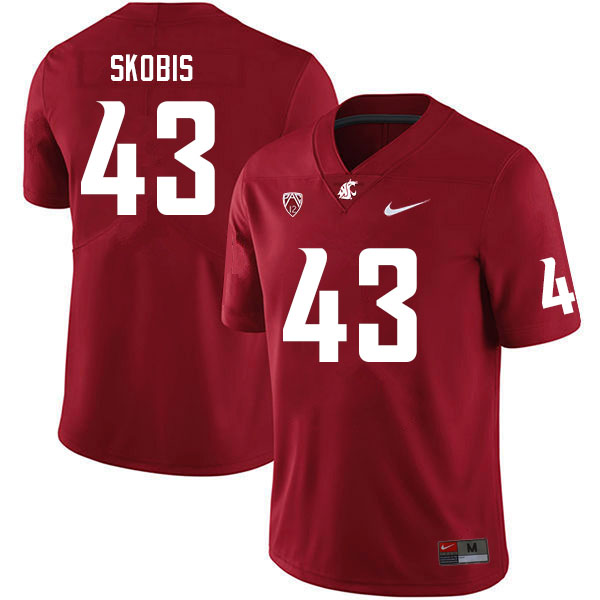 Washington State Cougars #43 Jacob Skobis College Football Jerseys Sale-Crimson